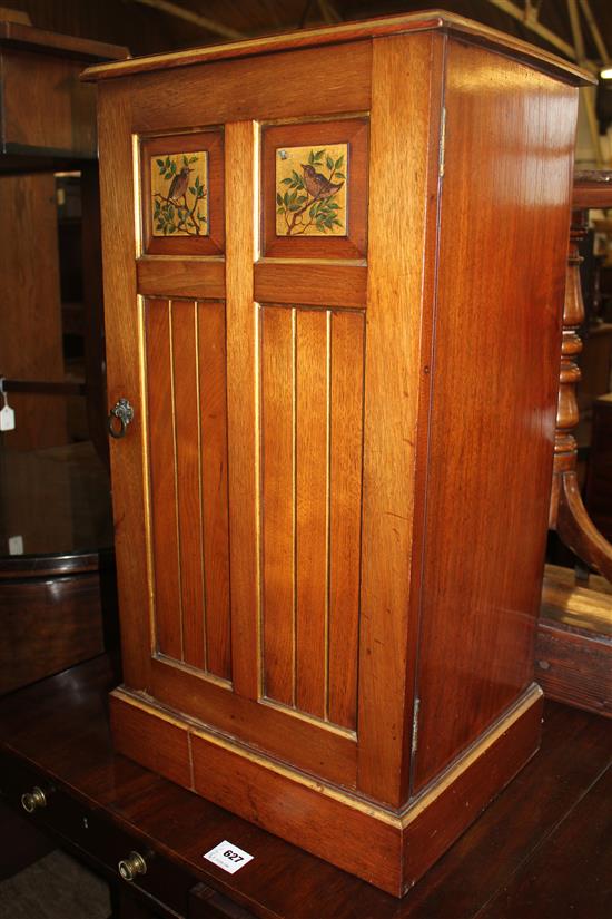 Late Victorian aesthetic movement painted and panelled mahogany bedside cupboard